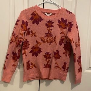 Pink flower print sweater